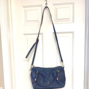Nanette Lepore Blue Crossbody HandBag Gold Accents Adjustable Strap